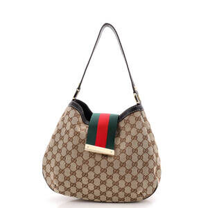 Gucci New Ladies Web Hobo Gg Canvas #259601G11B